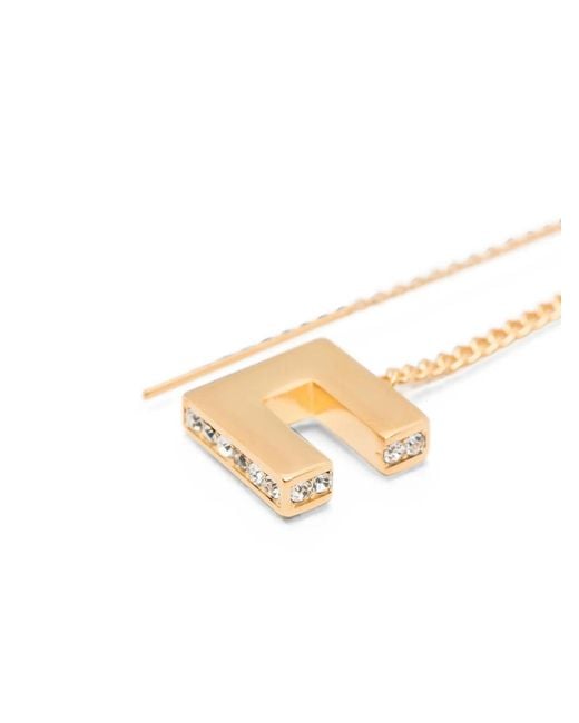 Elisabetta Franchi Metallic Logo-Pendant Threader Earrings