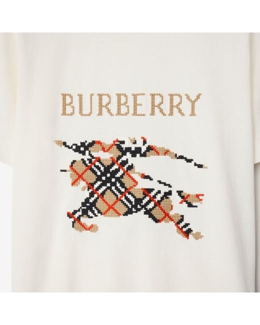 Burberry White Logo Detailed Crewneck T-Shirt