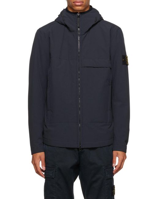 Stone Island Blue Hoded Zipper Casual Jacket for men