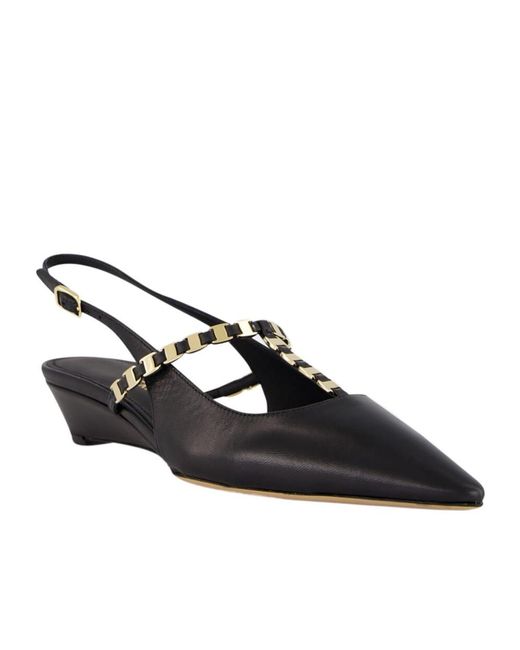 Ferragamo Black Ardea Chain-Link Slingback Pumps