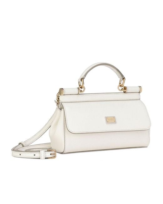 Dolce & Gabbana White Logo Plaque Small Sicily Handbag