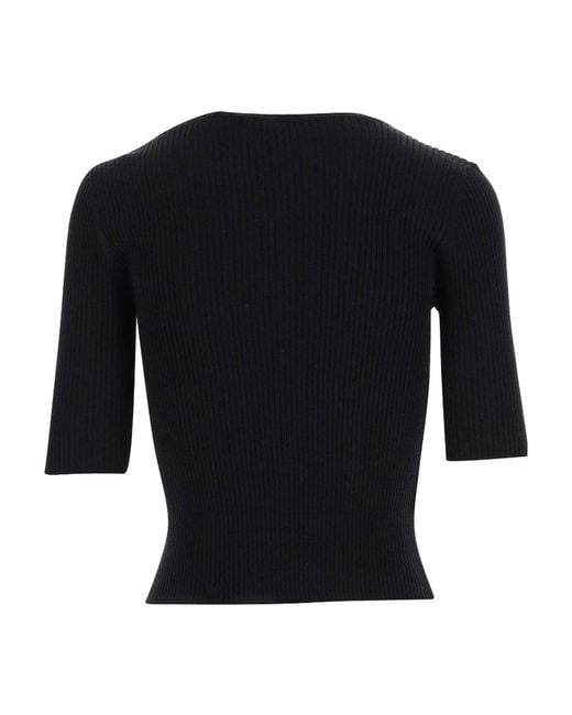 Pinko Black Love Birds Crewneck Knitted Top