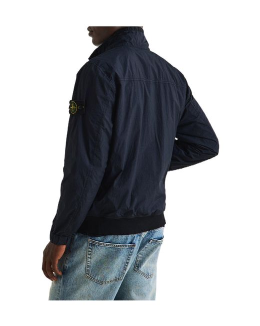 Stone Island Blue Stand-Collar Bomber Jacket for men