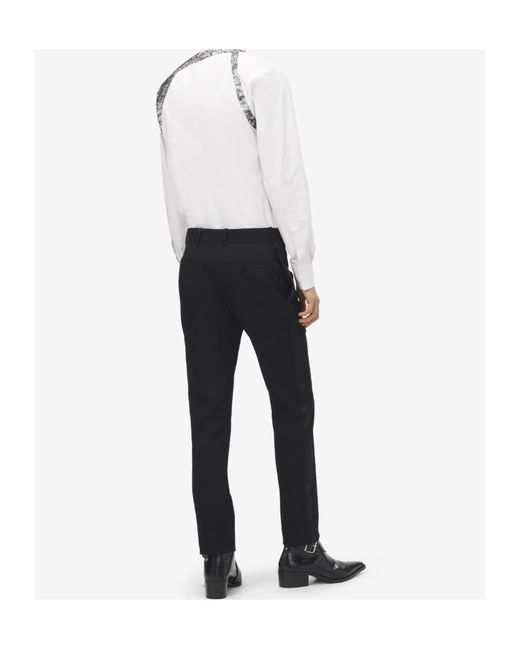 McQueen White Floral Lace Harness Shirt for men