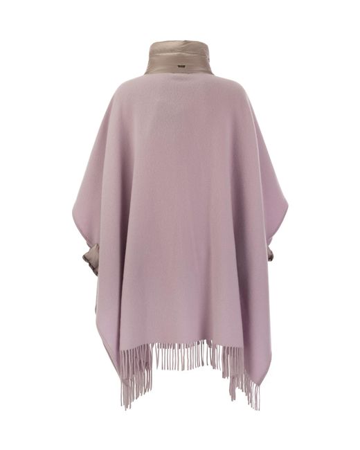 Herno Purple Panelled Wool Cape