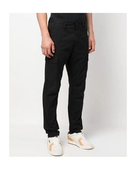Stone Island Black Logo-Patch Cargo Pants for men
