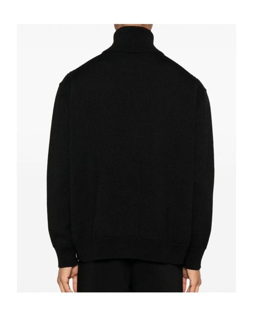Jil Sander Black Long Sleeved Zip-Up Cardigan for men