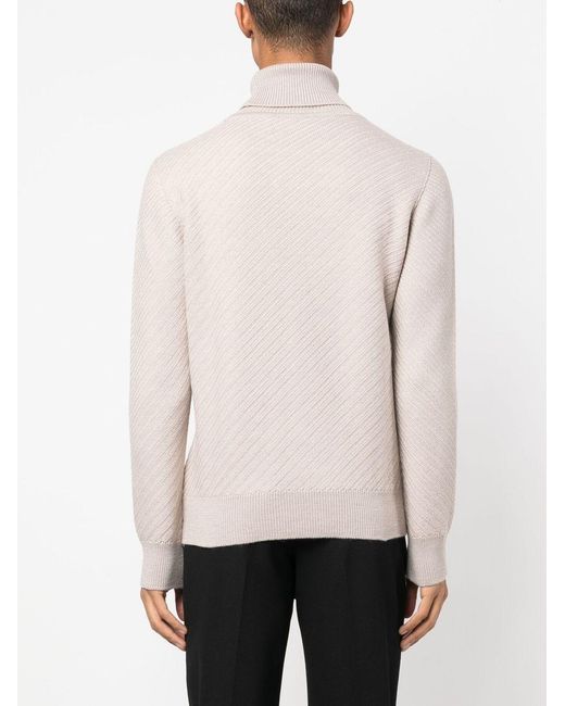 Lardini White Turtleneck Long-Sleeved Knit Jumper for men