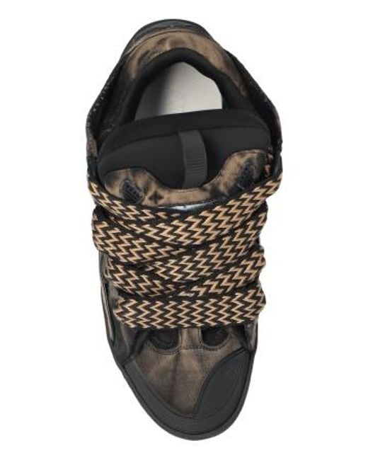 Lanvin Black Curb Washed Denim Sneakers for men