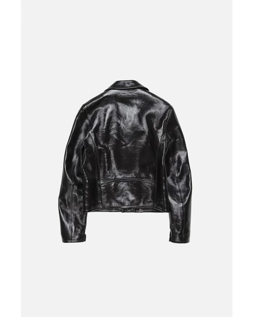Acne Black Zip-Up Leather Biker Jacket for men