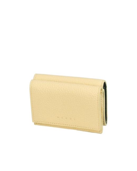 Marni Natural Light Leather Trifold Venice Wallet With Marbled Interior