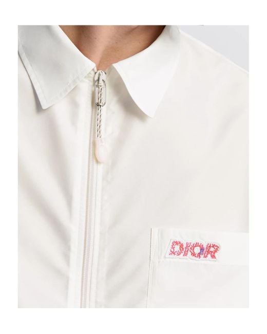 Dior White Homme Zip-Up Short-Sleeved Shirt for men
