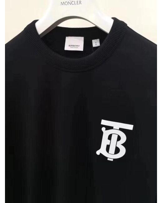 Burberry Black Monogram Logo Cotton Sweatshirt for men