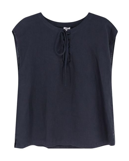 Aspesi Blue Lace-Up Sleeveless Top