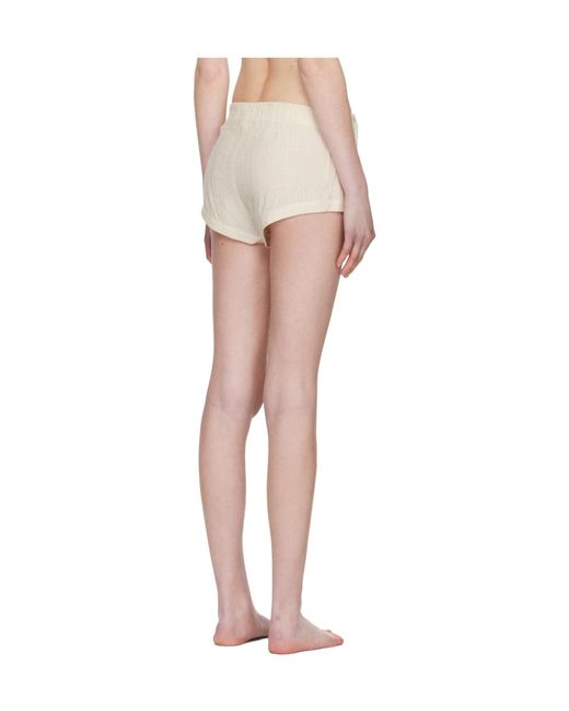 OPEN YY White Tab Logo-Patch Mini Shorts
