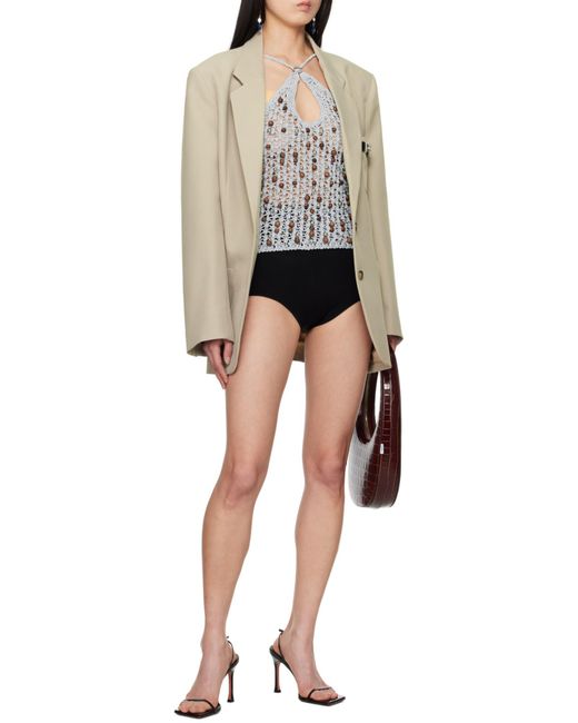 Coperni Black Logo-Embroidered High-Waisted Shorts