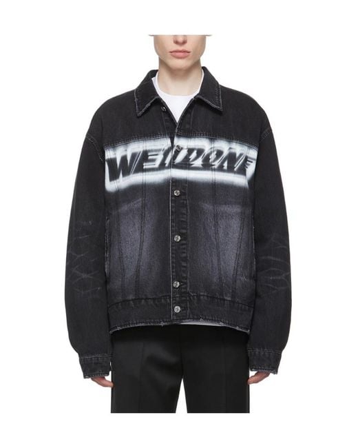 we11done Black Logo Denim Jacket for men