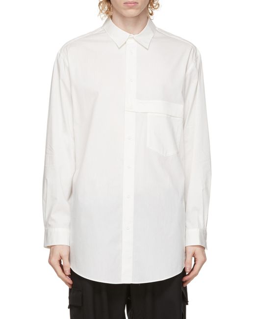 Y-3 White Longline Chest Pocket Shirt for men