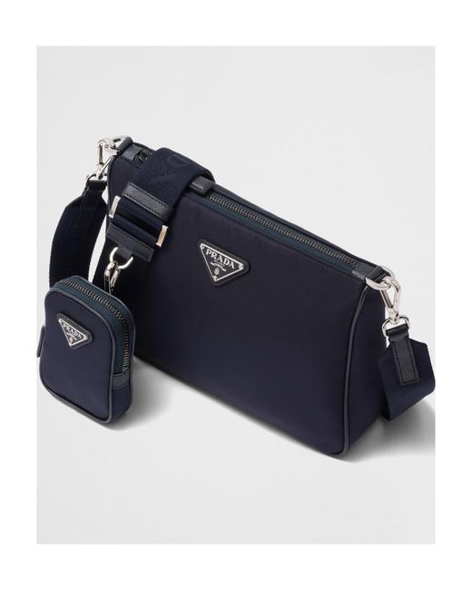 Prada Blue Re-Nylon And Saffiano Leather Shoulder Bag for men