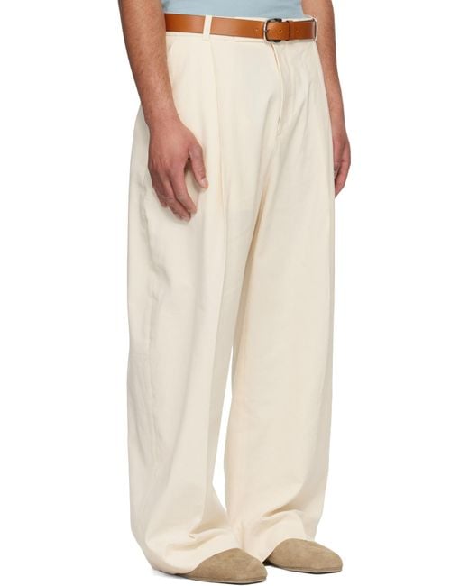 Studio Nicholson White Curved Leg Pants for men