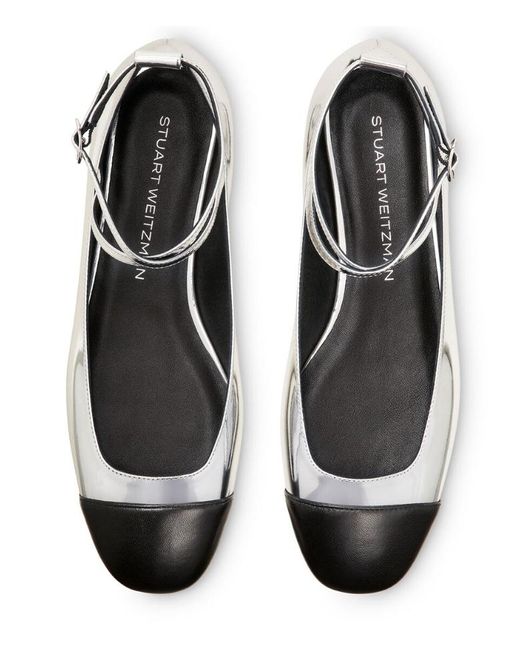 Stuart Weitzman White Leather Ballerina Shoes