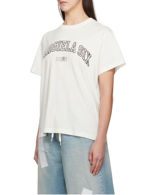 MM6 by Maison Margiela White Logo Printed Crewneck T-Shirt for men