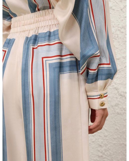Zimmermann Blue Geometric Print Wide-Leg Pants