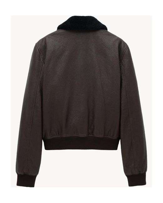 Saint Laurent Black Long-Sleeved Leather Jacket for men