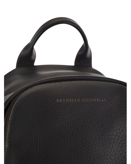 Brunello Cucinelli Black Travel Zip-Pocket Backpack for men