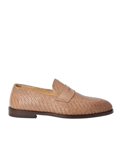 Brunello Cucinelli Brown Leather Loafers for men