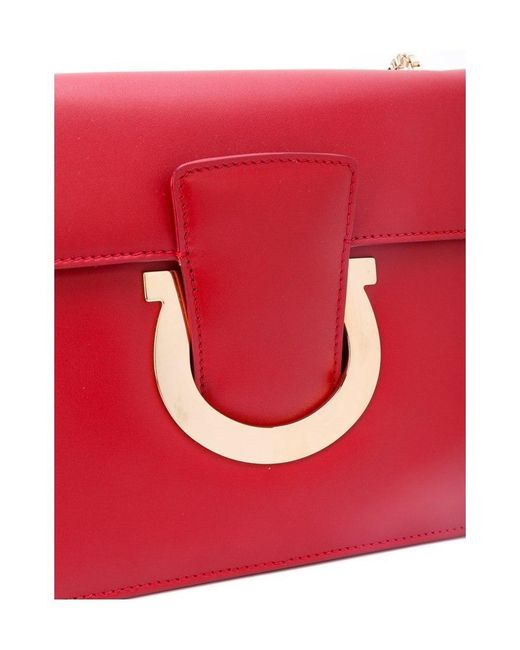 Ferragamo Red Logo Chain Shoulder Bag