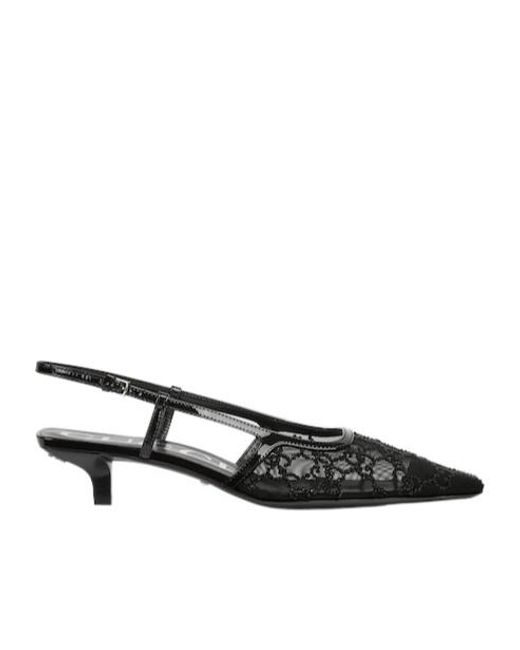 Gucci Black Gg Crystal Slingback Pump, Uk