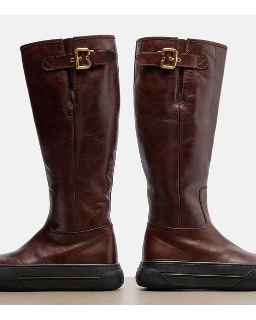 Chloé Brown Delia Leather Knee-High Boots