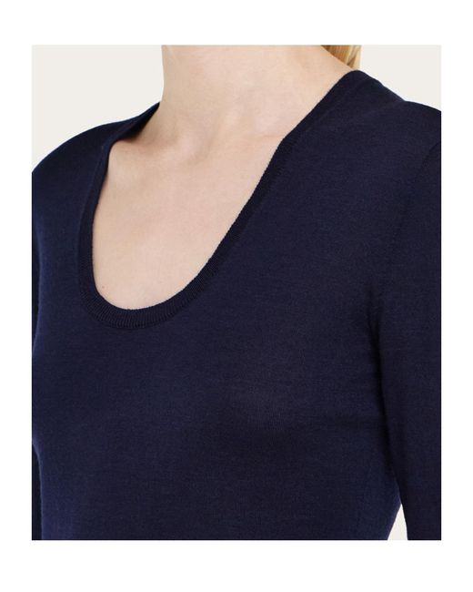 Ferragamo Blue Lightweight Wool Top