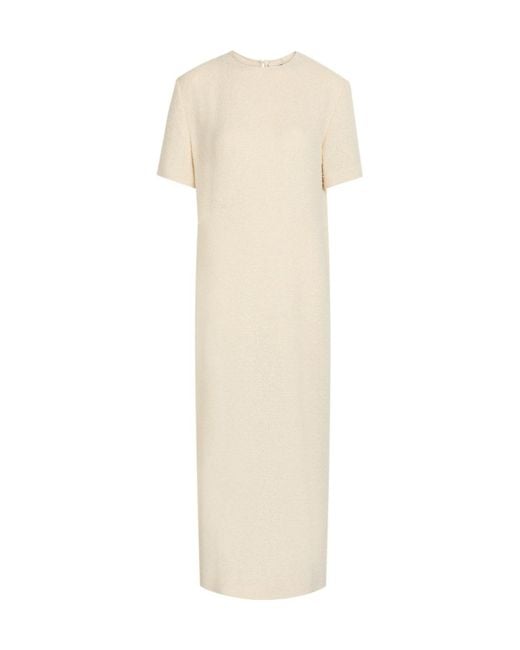Khaite White Bouclé Midi Dress