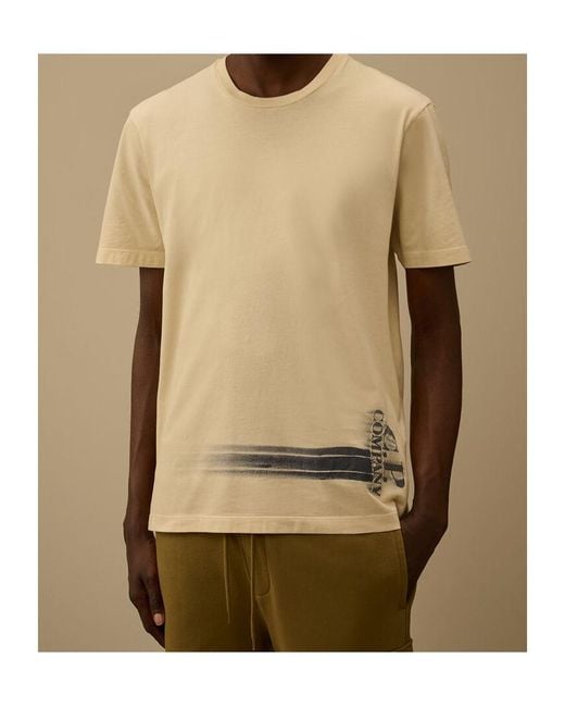 C P Company Natural Logo Printed Crewneck T-Shirt for men