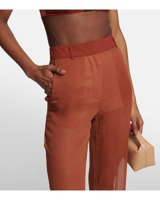 Nensi Dojaka Pink Mid-Rise Wide-Leg Silk Pants