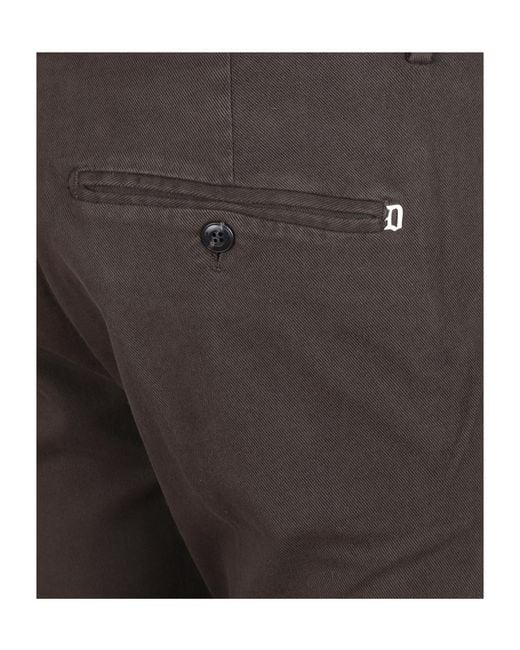 Dondup Gray Logo-Plaque Slim-Fit Trousers for men