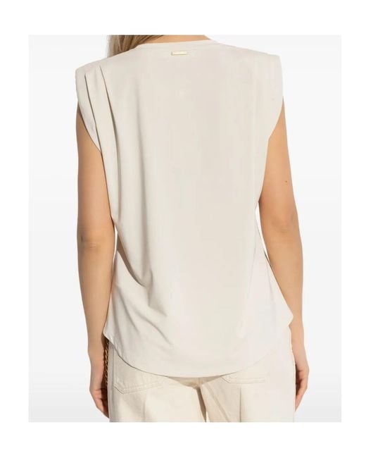 MICHAEL Michael Kors Natural Padded-Shoulder Top