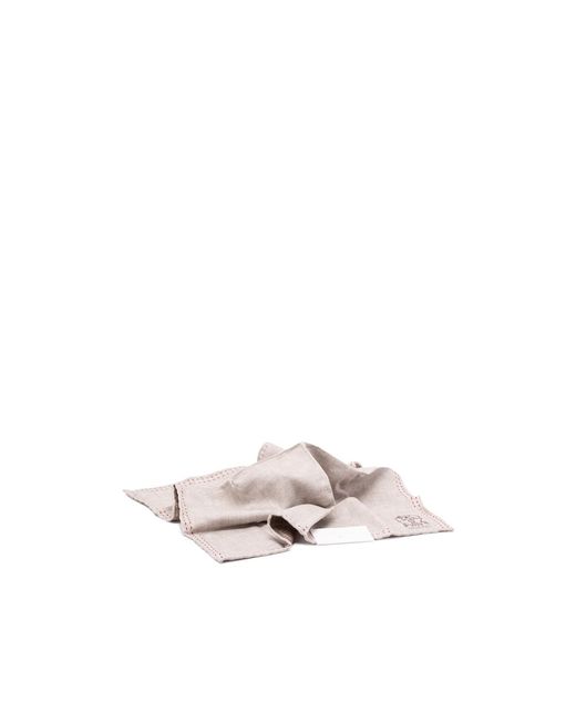 Brunello Cucinelli White Silk Pocket Square for men