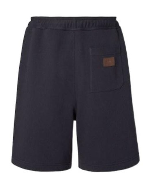 Fendi Blue Logo Patch Tied-Waist Shorts for men