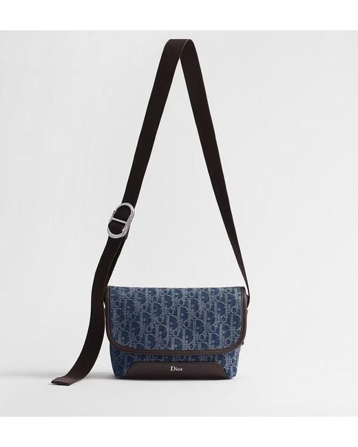 Dior Blue Mini Jett Flap Messenger Bag for men