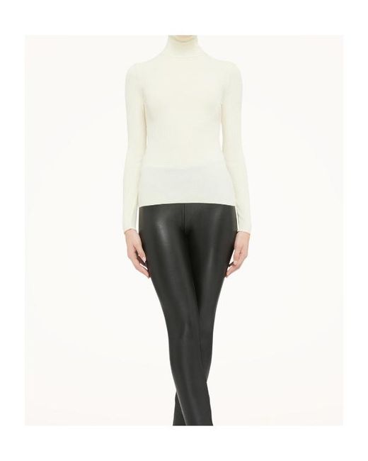 Wolford White The Merino Fine Rib Top Long Sleeves