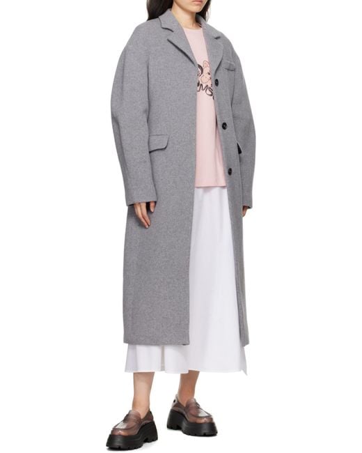 MSGM Gray Long-Sleeved Long Coat