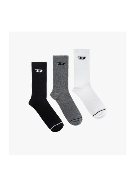 DIESEL Black Logo-Intarsia Socks (Pack Of Three) for men