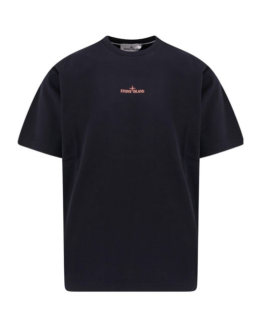 Stone Island Black Logo Printed Crewneck T-Shirt for men