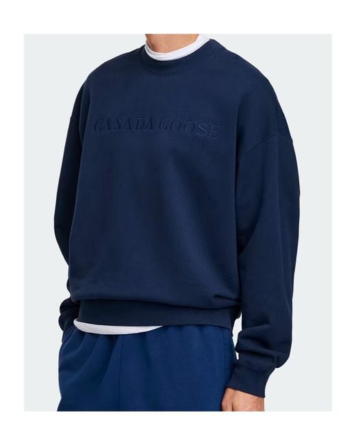 Canada Goose Blue Embroidery Crew Sweatshirt for men