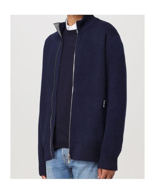 Brunello Cucinelli Blue Long-Sleeved Cardigan for men