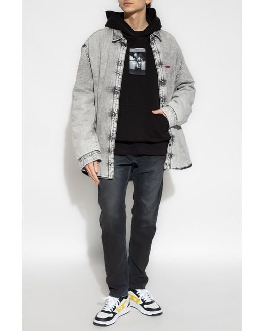 DIESEL Gray D-Flaim- Denim Shirt for men