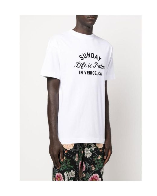 Palm Angels White Sunday Logo-Print T-Shirt for men